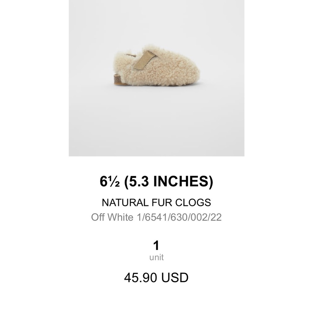 Zara (Kids) Natural Fur Clogs
